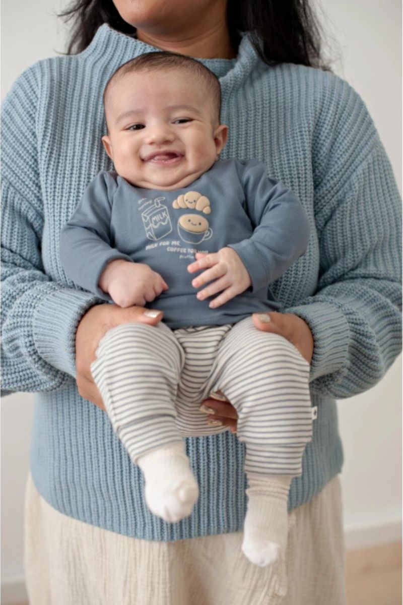 Feetje Longsleeve Breakfast Buddy Blauw, babylongsleeve in blauw